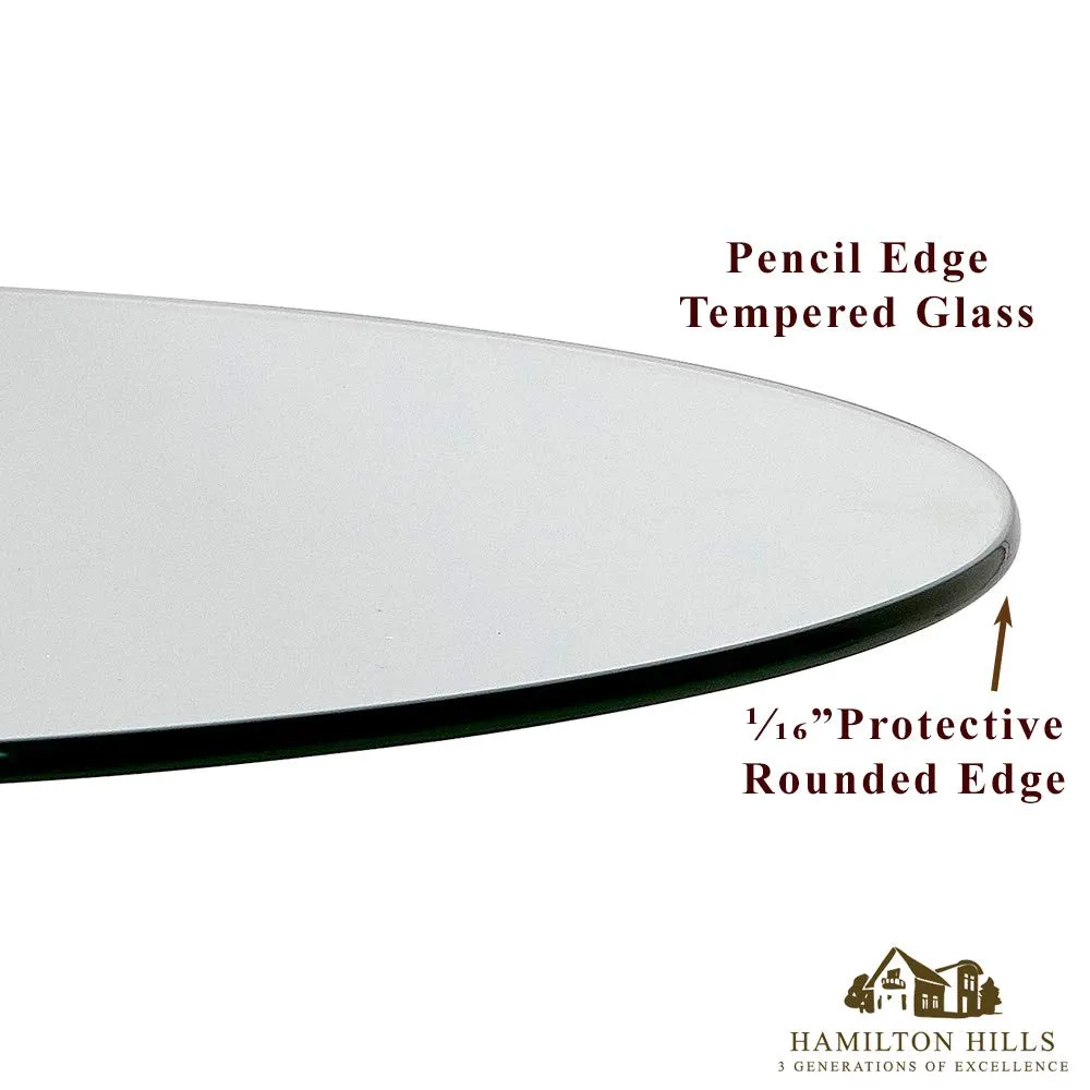 18 Inch Glass Table Top | 1/4" Thick Tempered Polished Pencil Edge | 18" No Bevel Premium