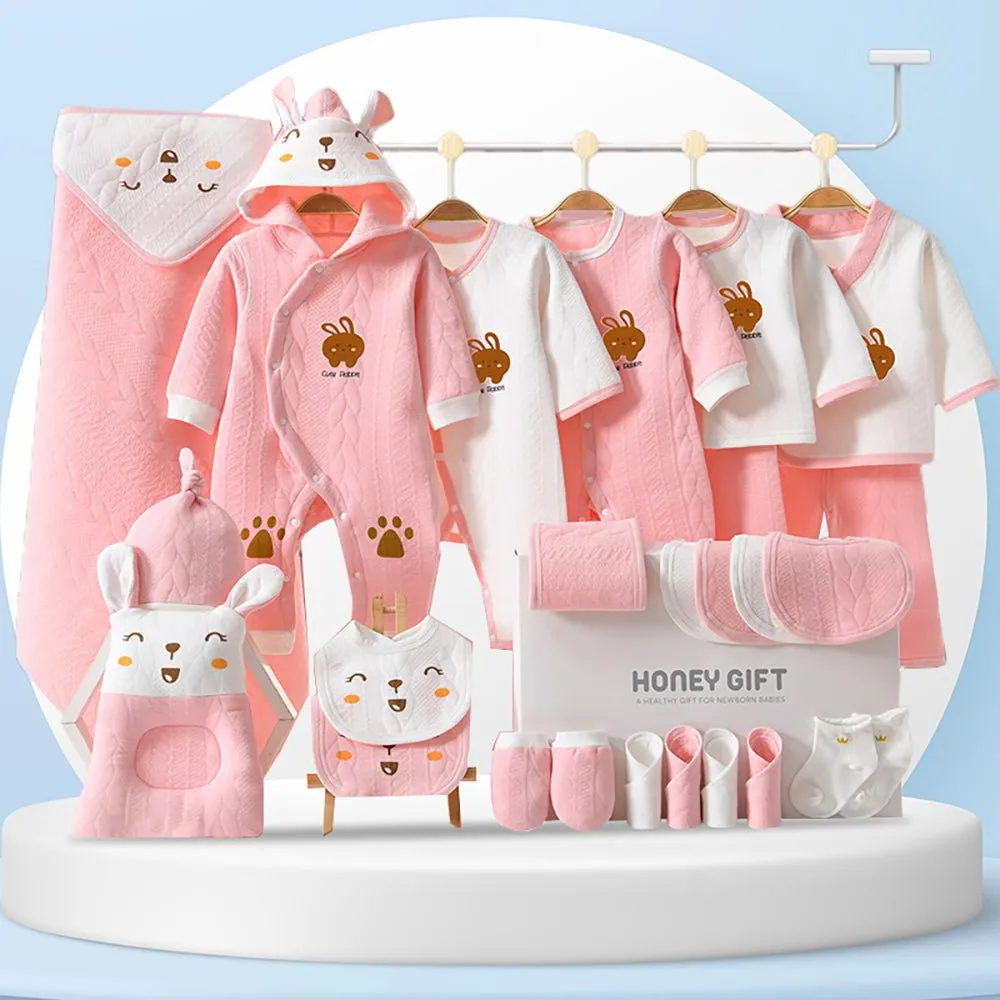 26pcs Pink Hunny Bunny , New born Baby Girl/Boy Gift Hamper all Season wear Clothes Gift Hamper Box, (0-6months)