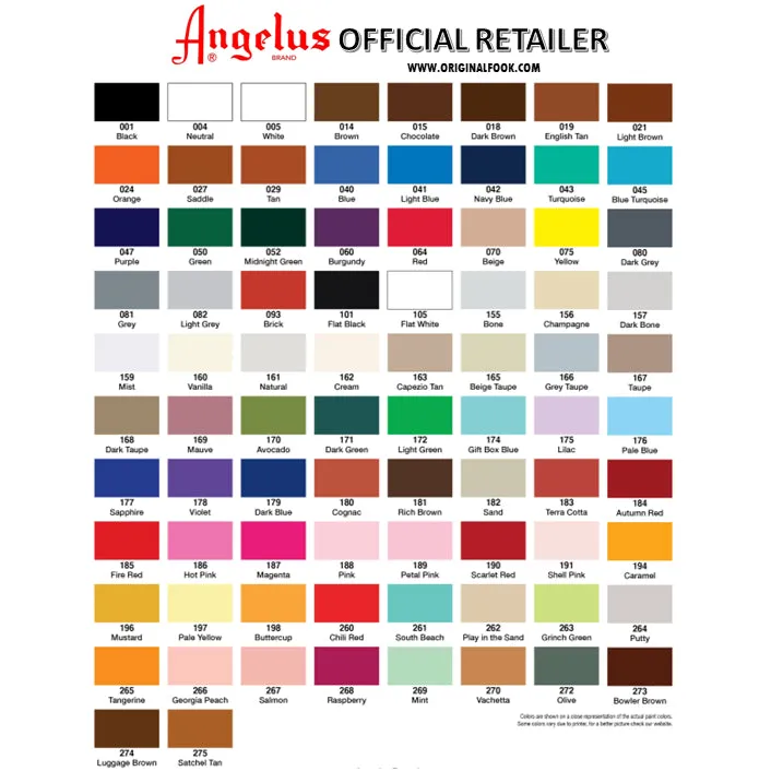 (80 Colors) Angelus Acrylic Leather Paint (L to Z)