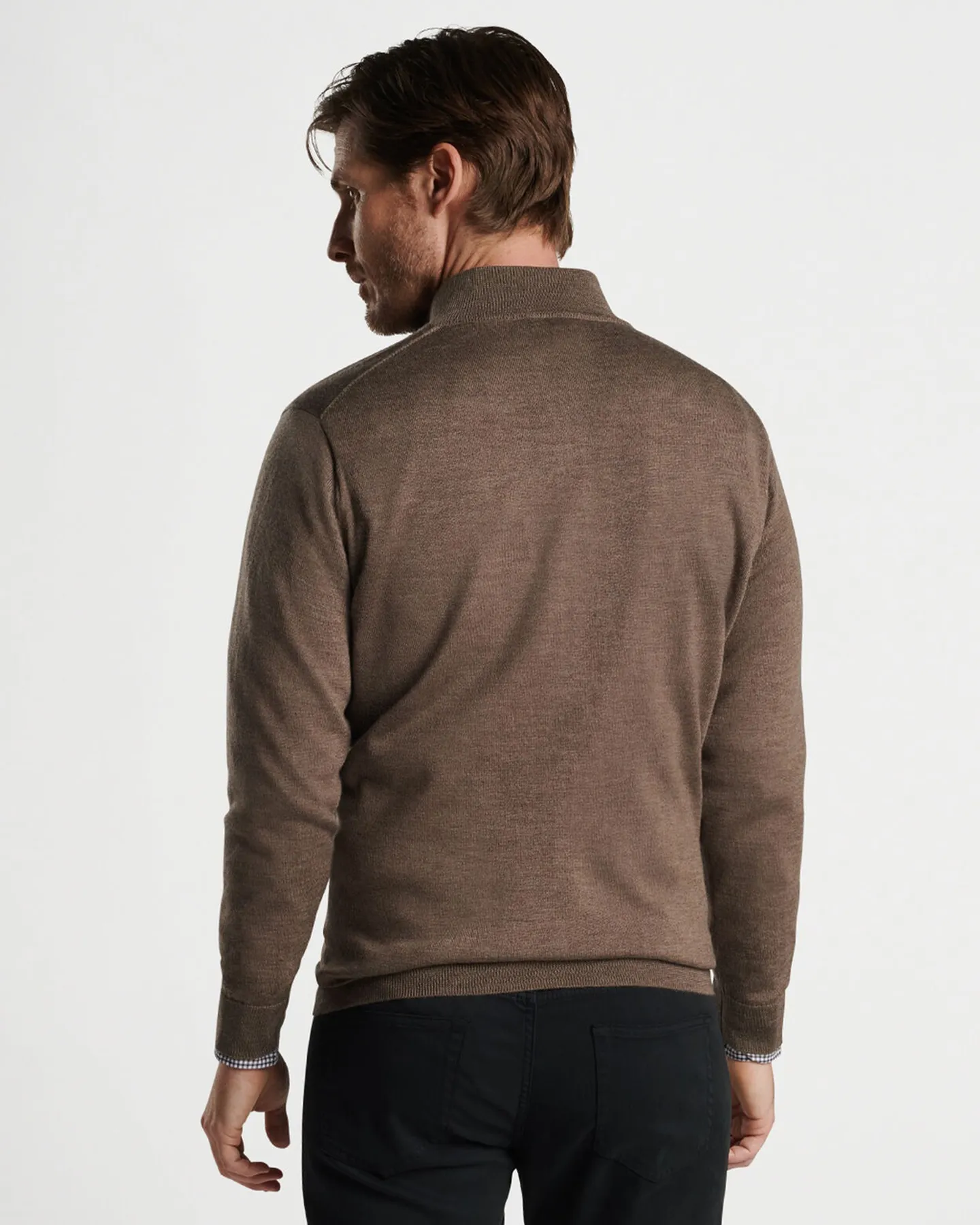 AUTUMN CREST SUEDE TRIM 1/4 ZIP SWEATER - BIRCH