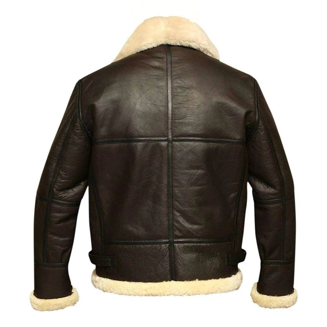 B3 Bomber Aviator Shearling Leather Jacket With Faux Fur