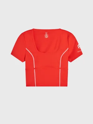 BARRY'S X BANDIER FIERY RED SPORT CROP SHORT SLEEVE