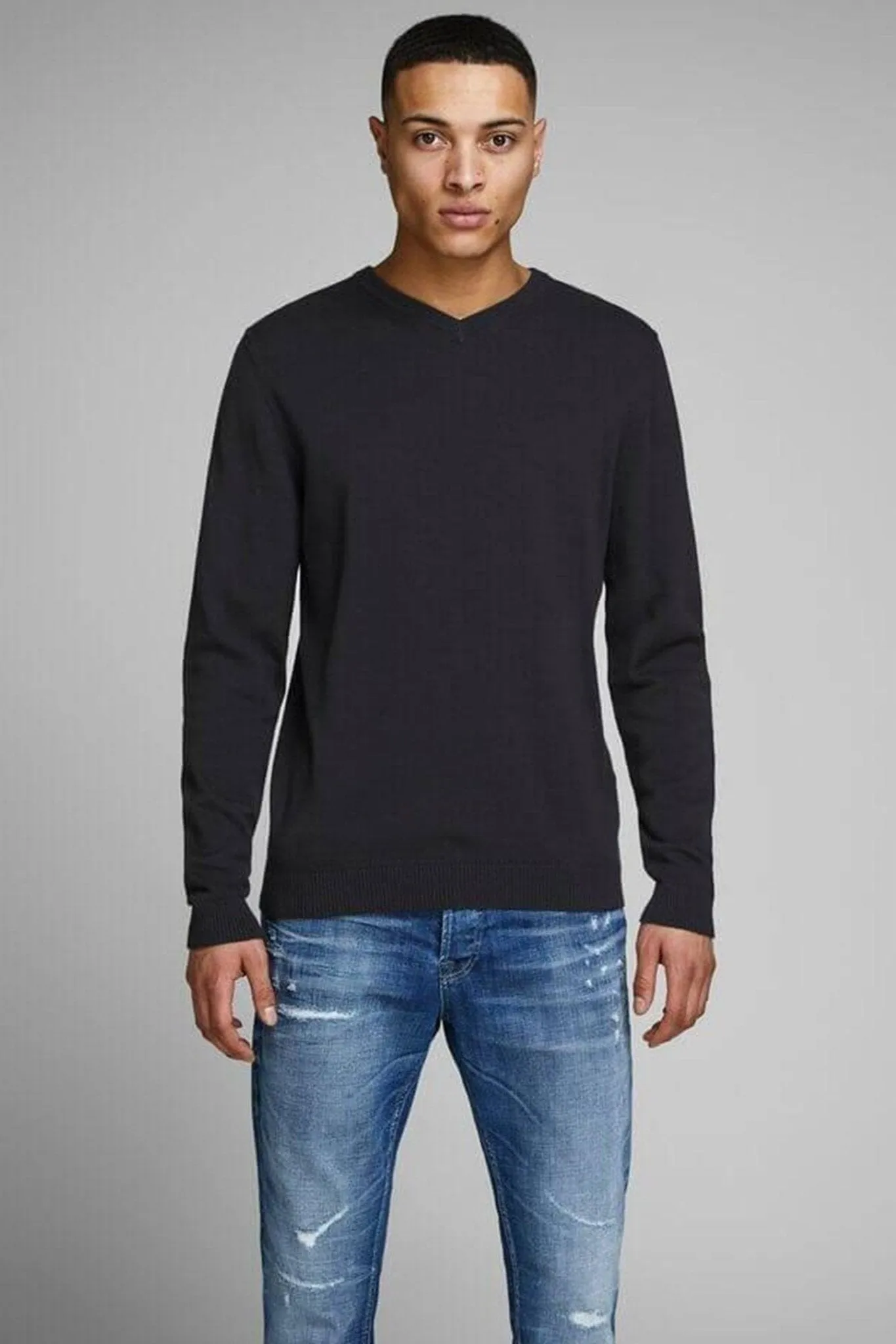 Basic knit v-neck - Black