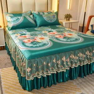 Bed Skirt Style Bedspread Lace Set