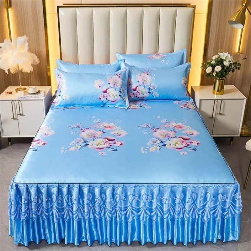 Bed Skirt Style Bedspread Lace Set