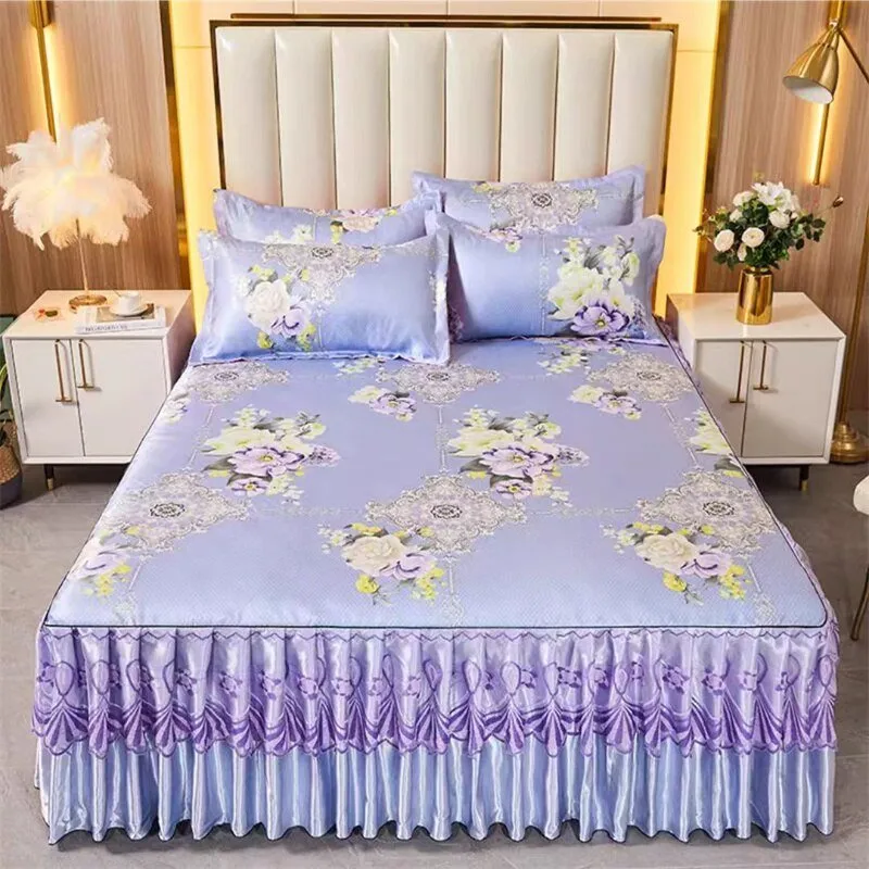 Bed Skirt Style Bedspread Lace Set