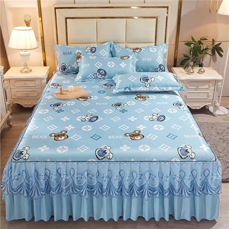 Bed Skirt Style Bedspread Lace Set