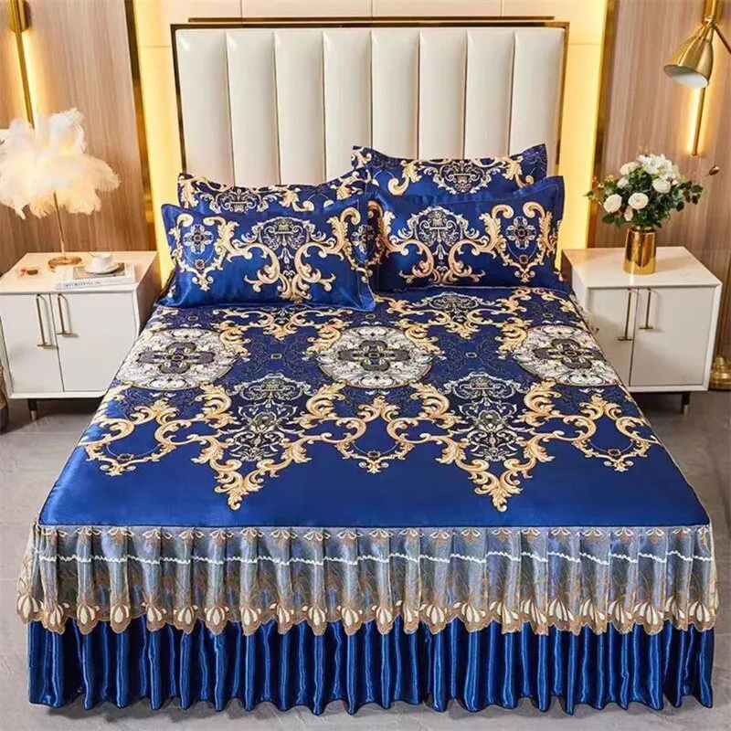 Bed Skirt Style Bedspread Lace Set