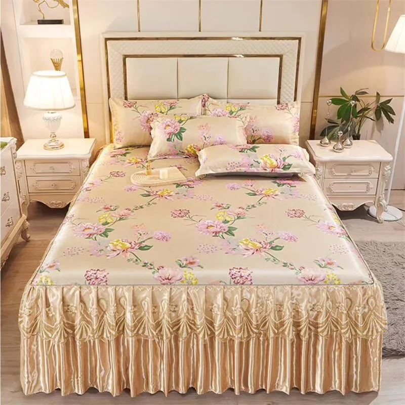 Bed Skirt Style Bedspread Lace Set