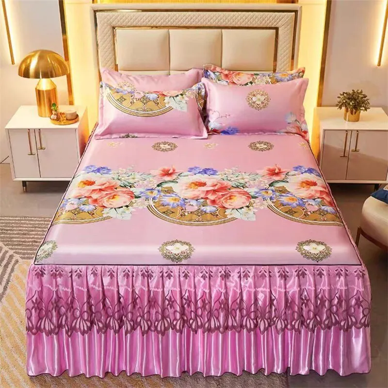 Bed Skirt Style Bedspread Lace Set