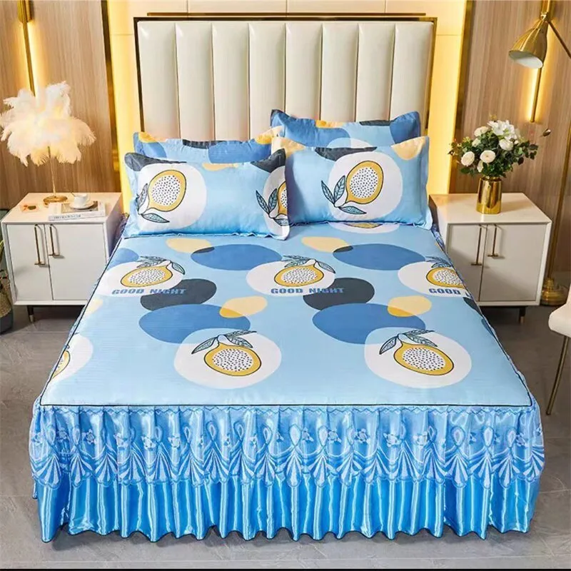 Bed Skirt Style Bedspread Lace Set