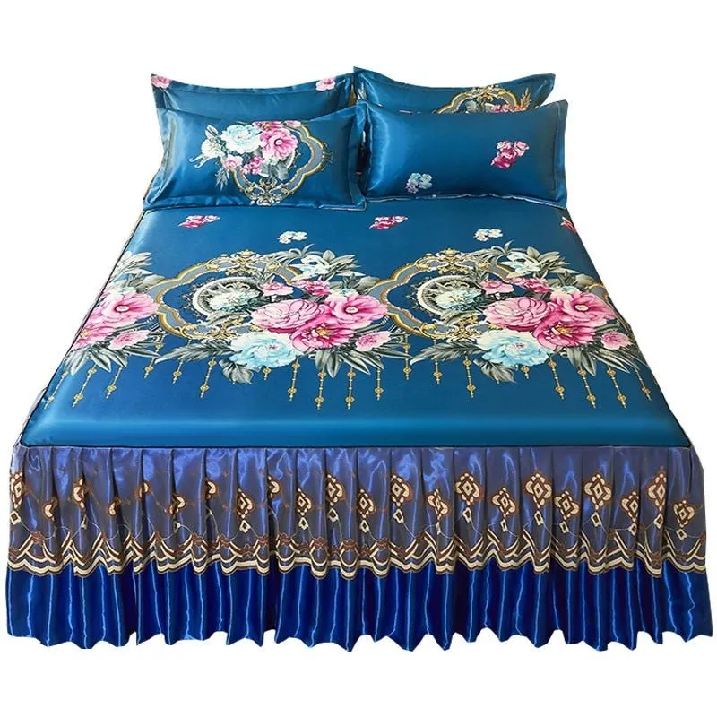 Bed Skirt Style Bedspread Lace Set