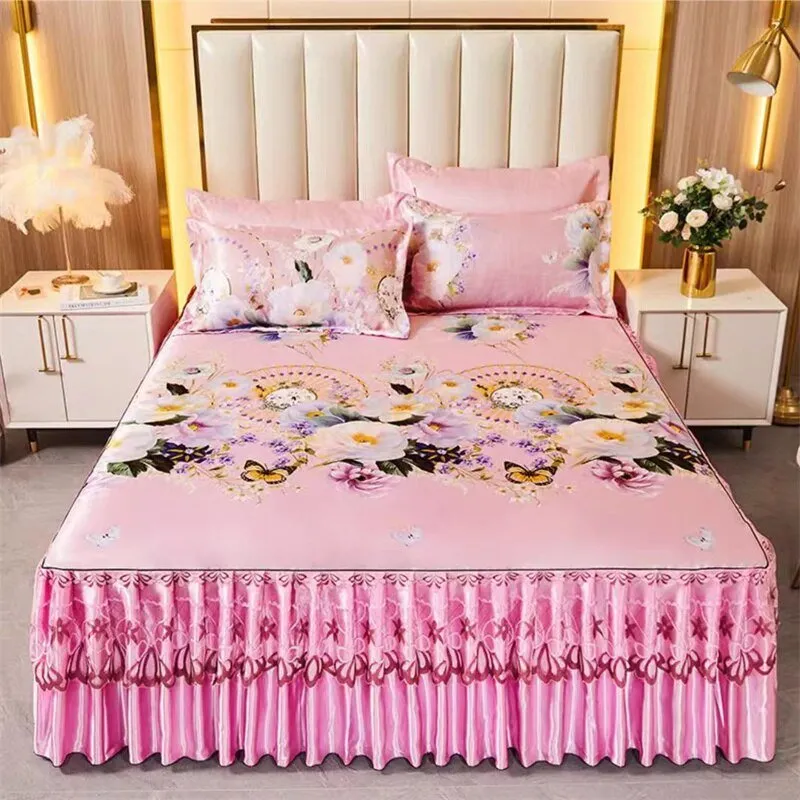 Bed Skirt Style Bedspread Lace Set