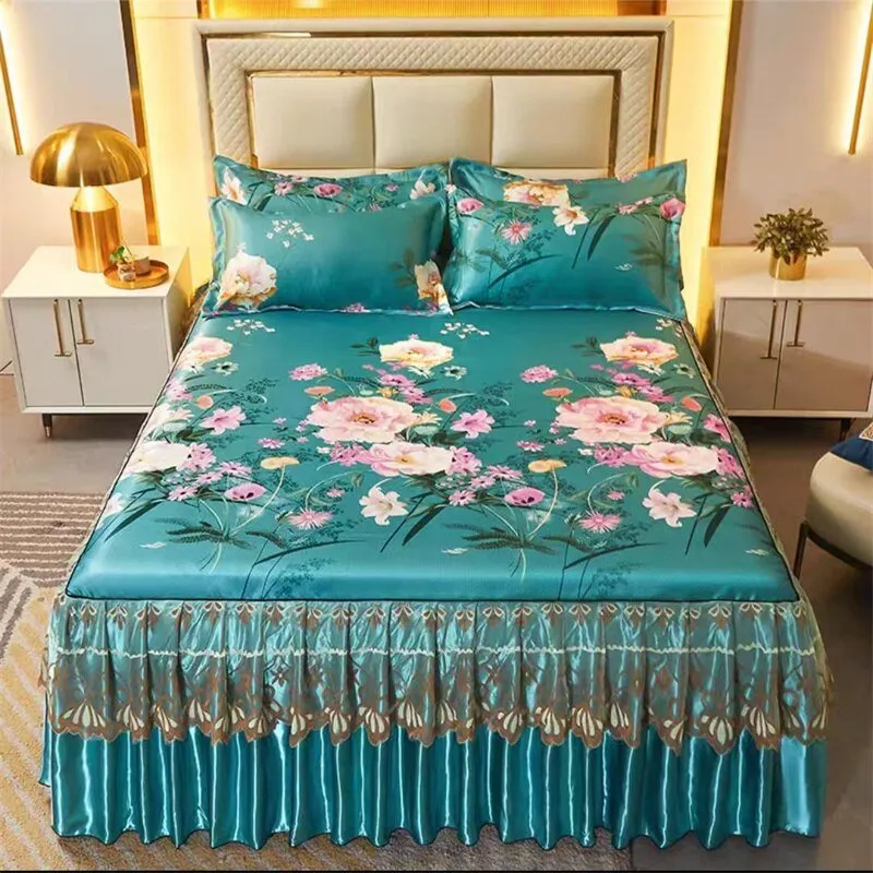 Bed Skirt Style Bedspread Lace Set