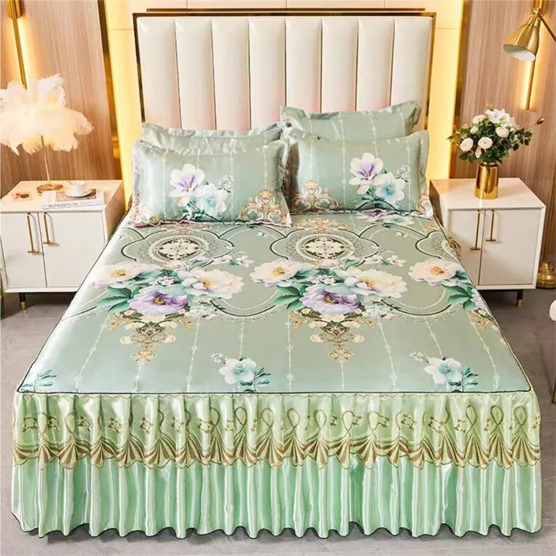 Bed Skirt Style Bedspread Lace Set