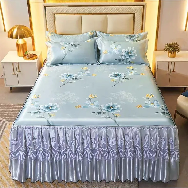 Bed Skirt Style Bedspread Lace Set