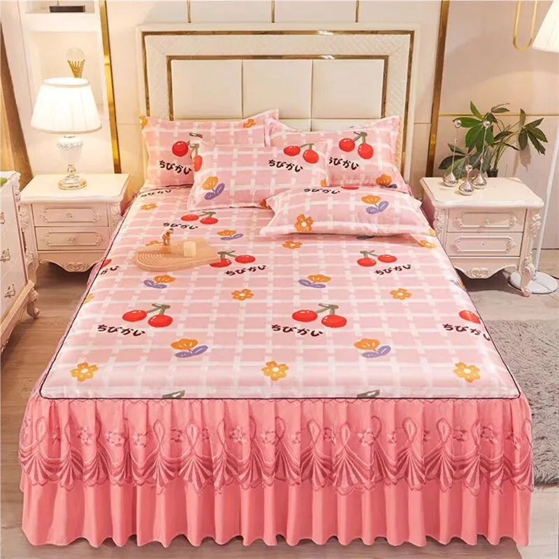 Bed Skirt Style Bedspread Lace Set