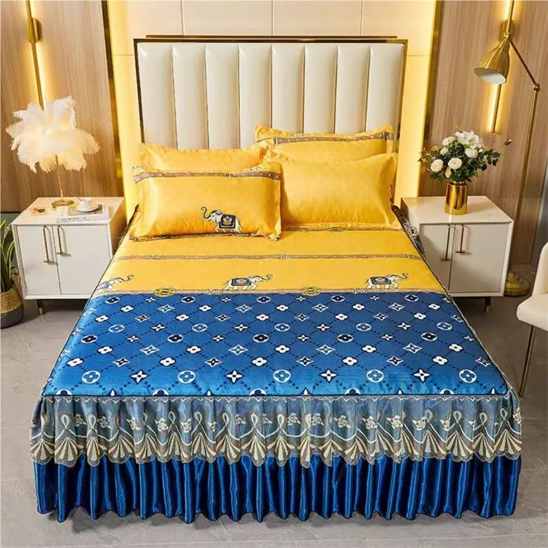 Bed Skirt Style Bedspread Lace Set