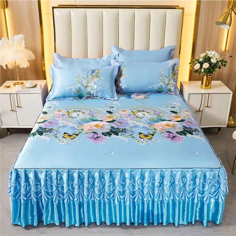 Bed Skirt Style Bedspread Lace Set