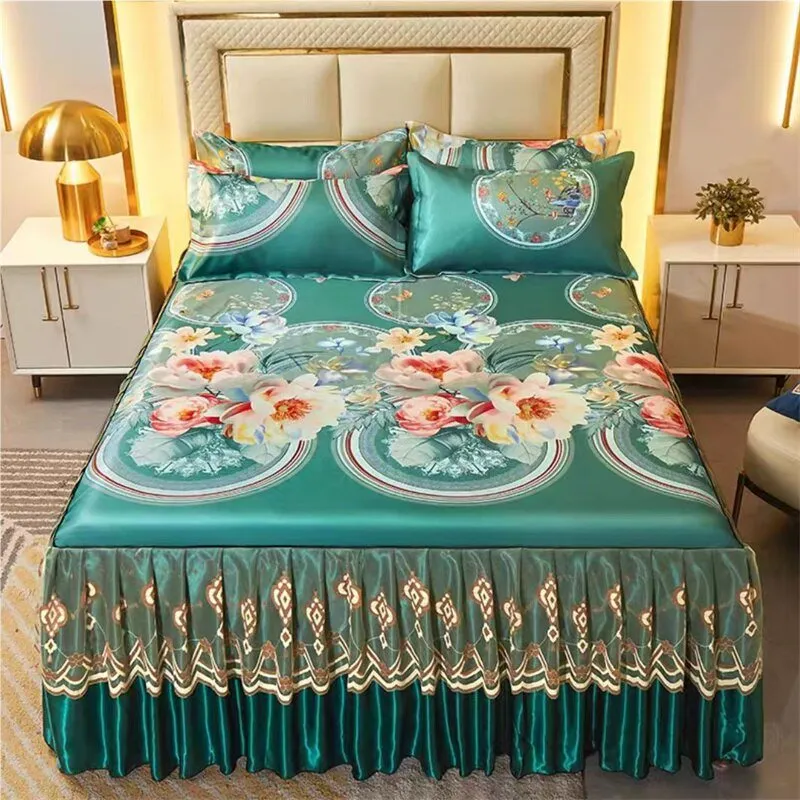 Bed Skirt Style Bedspread Lace Set