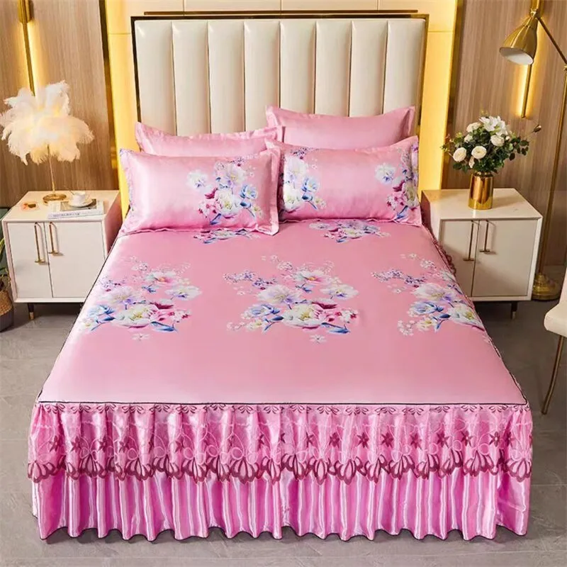 Bed Skirt Style Bedspread Lace Set