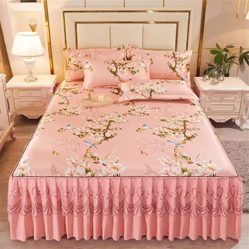 Bed Skirt Style Bedspread Lace Set