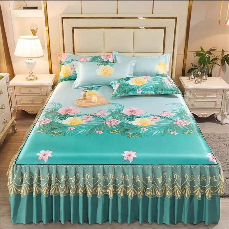 Bed Skirt Style Bedspread Lace Set