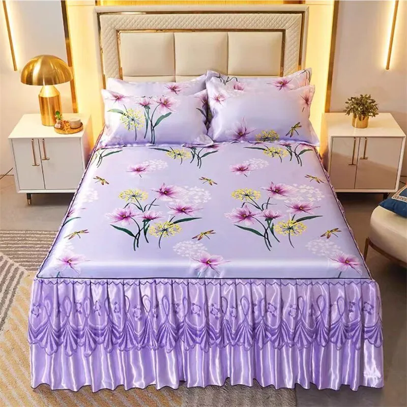 Bed Skirt Style Bedspread Lace Set