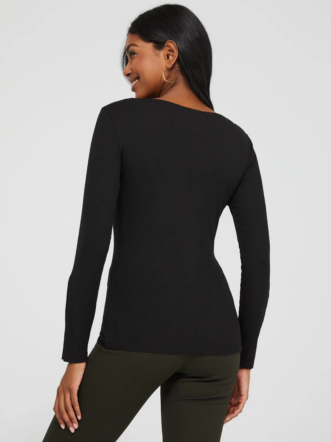 Boat Neck Ribbed Top