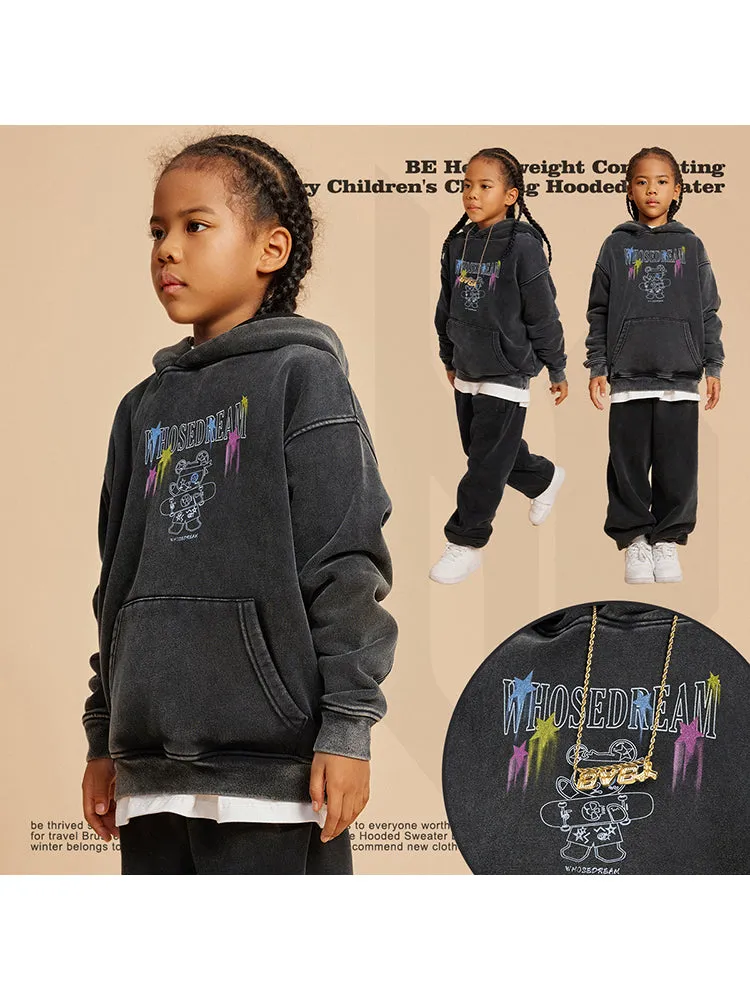 Casual Letter Cartoon Print Kids Hoodies