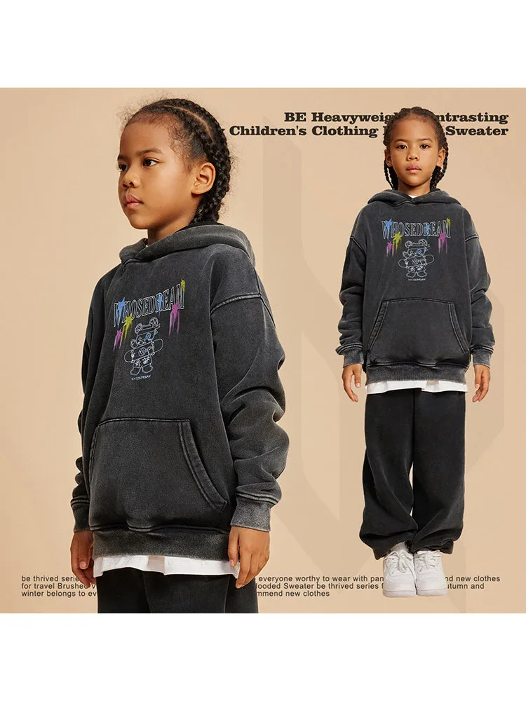 Casual Letter Cartoon Print Kids Hoodies