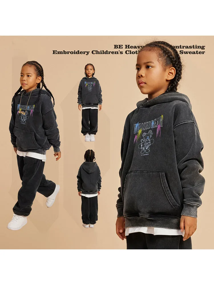 Casual Letter Cartoon Print Kids Hoodies