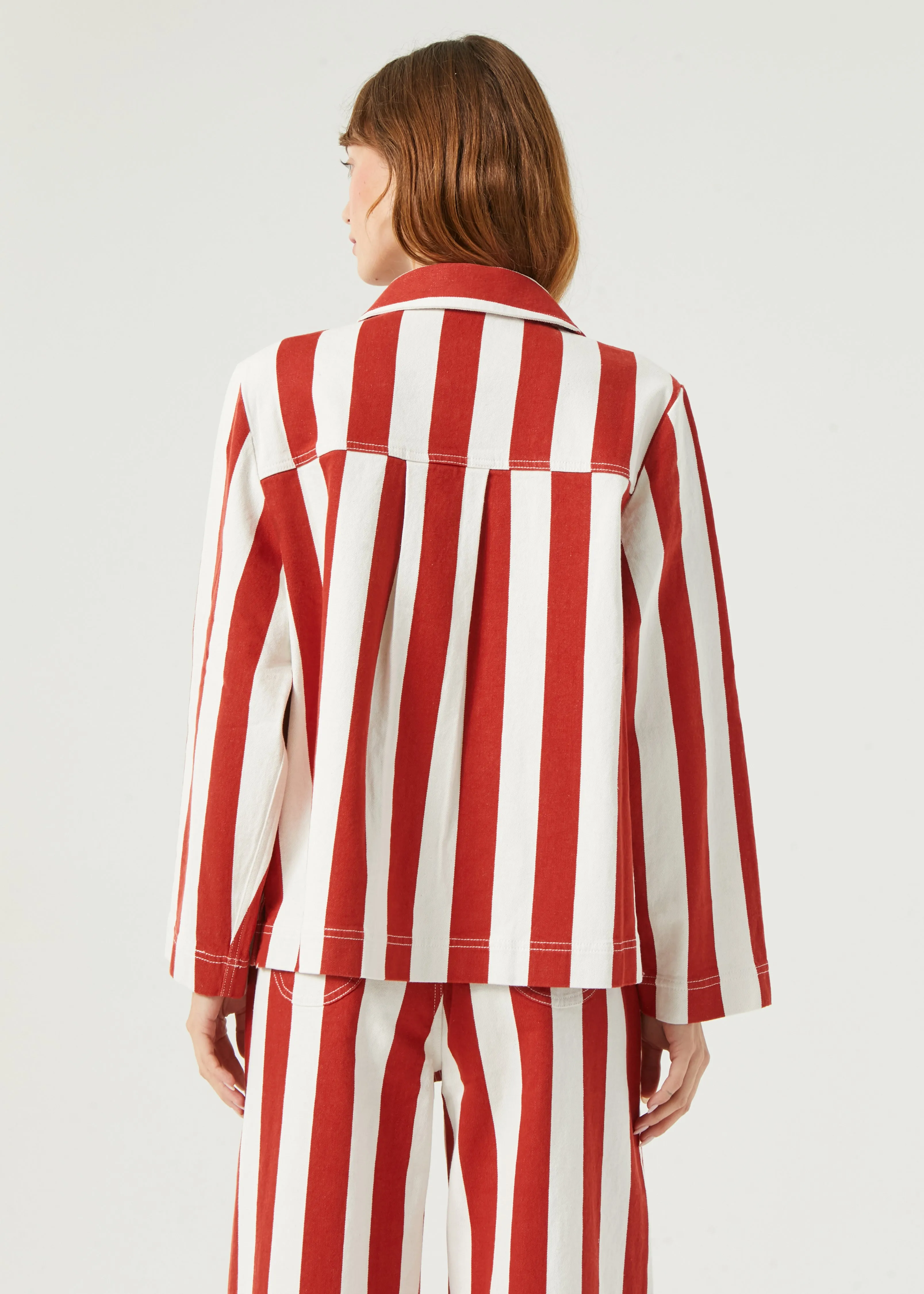 Dalton Chore Jacket Top | Brick Cabana Stripe