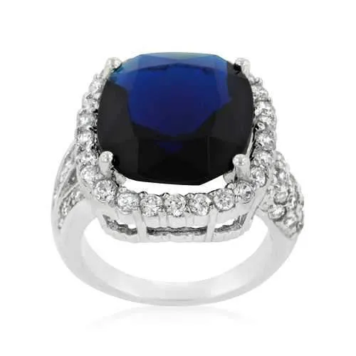 Deep Blue Sapphire Engagement Ring