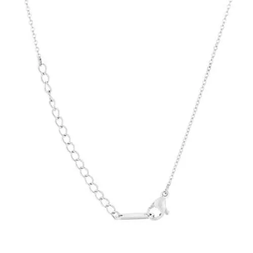 Elaina Rhodium Stainless Steel F Initial Necklace