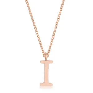 Elaina Rose Gold Stainless Steel I Initial Necklace