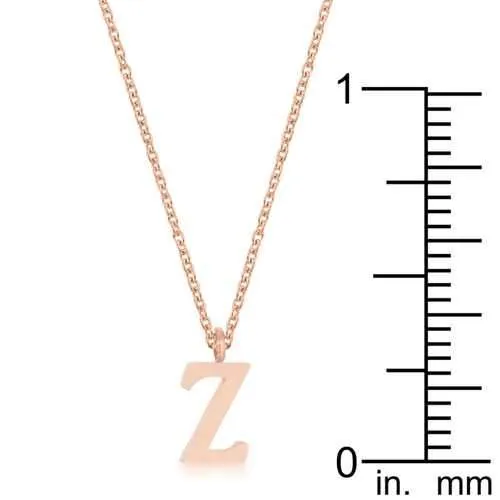 Elaina Rose Gold Stainless Steel Z Initial Necklace