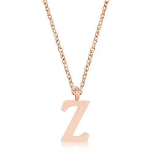 Elaina Rose Gold Stainless Steel Z Initial Necklace