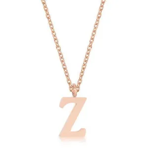 Elaina Rose Gold Stainless Steel Z Initial Necklace