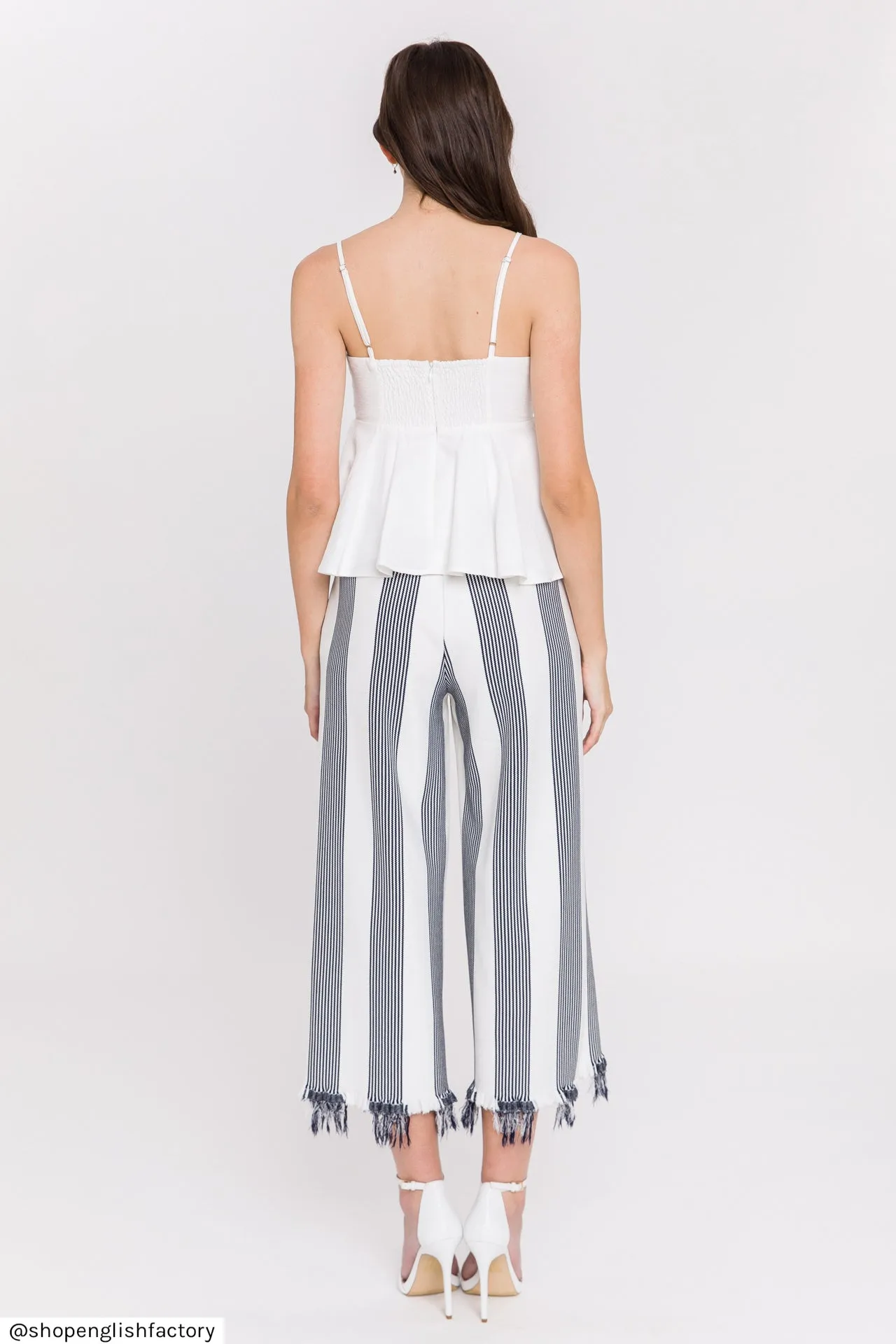 English Factory - Stripe Fringe hem Pants