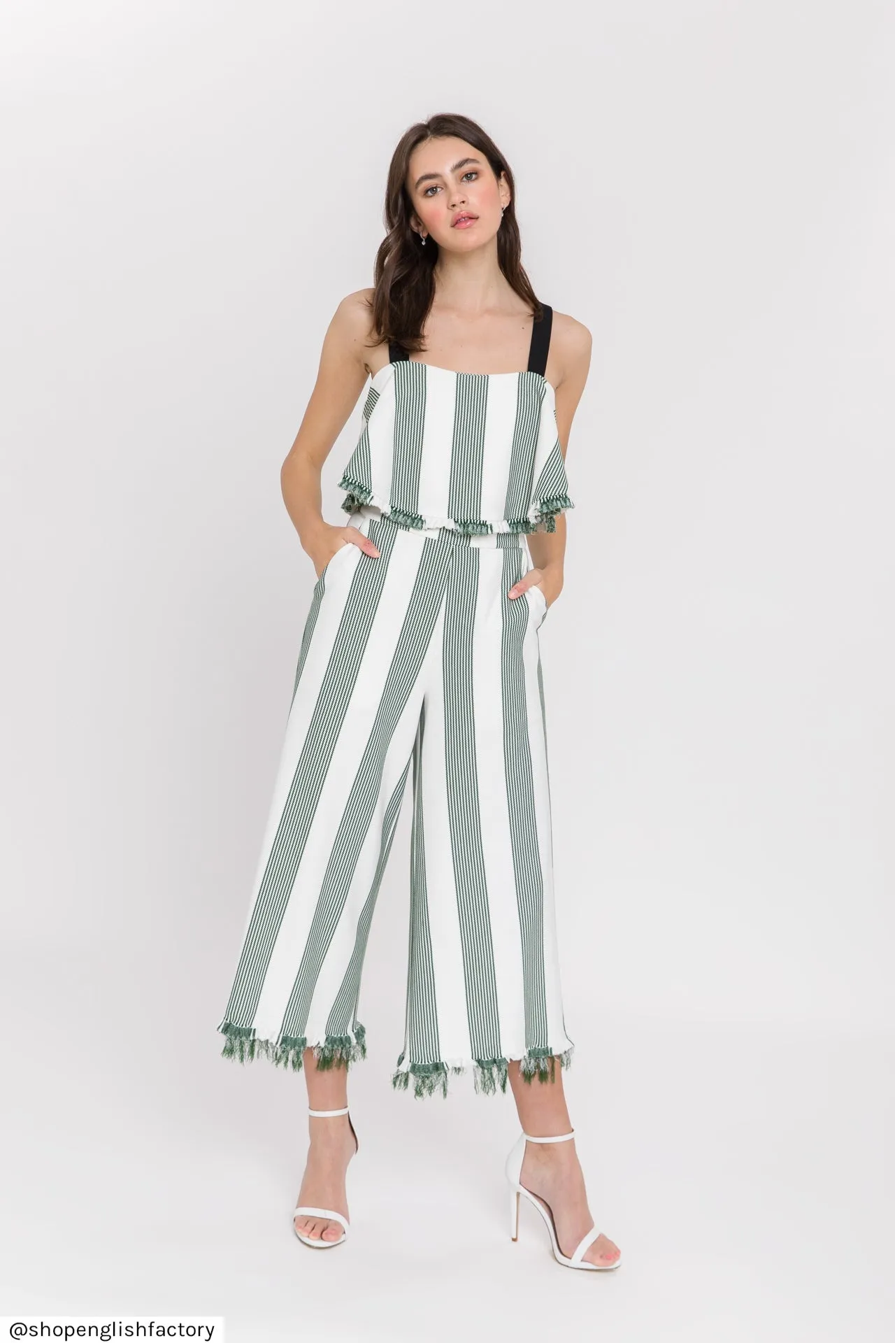 English Factory - Stripe Fringe hem Pants