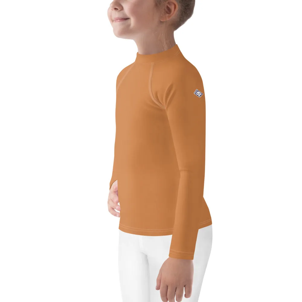 Everyday Elegance: Long Sleeve Rash Guards for Little Girls - Raw Sienna