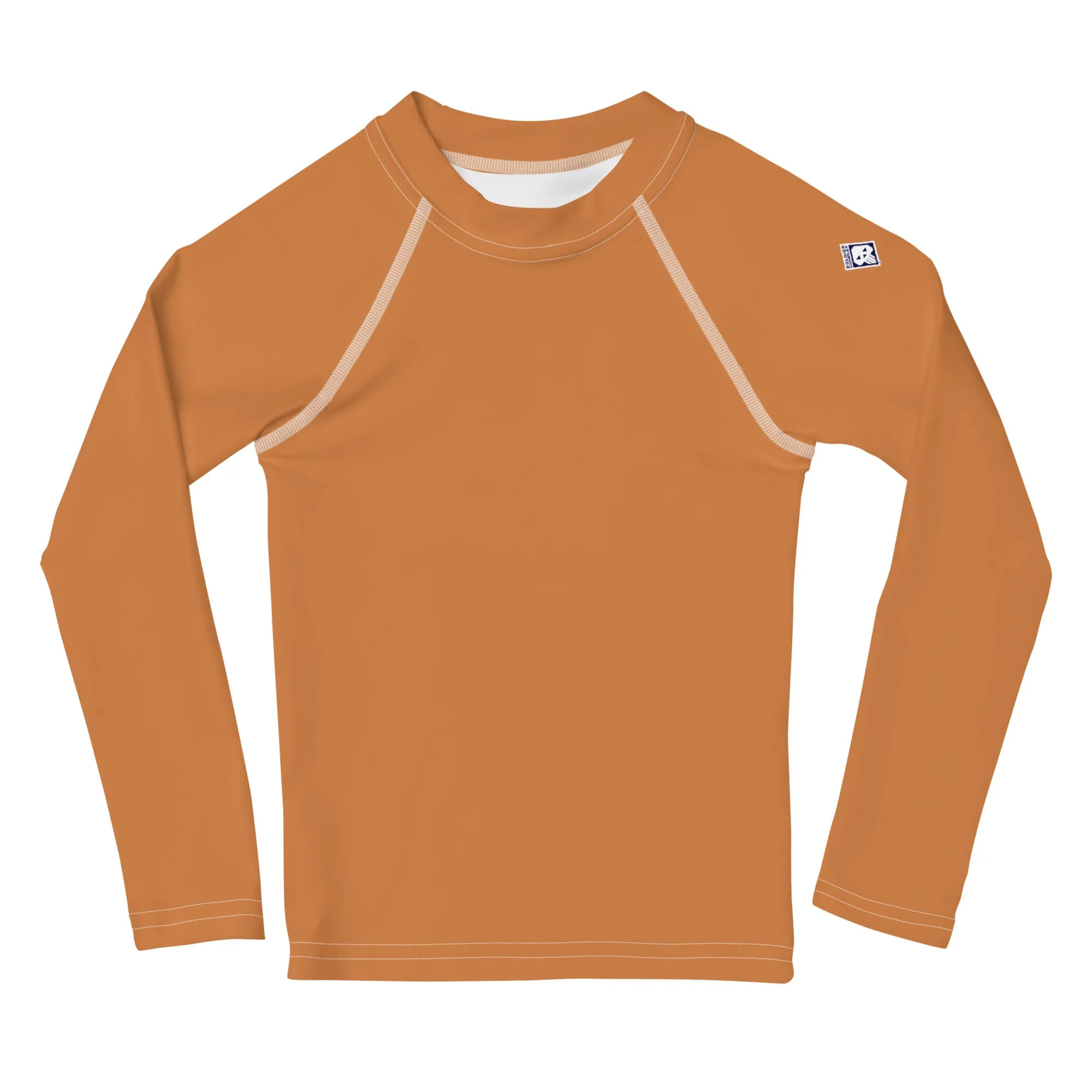 Everyday Elegance: Long Sleeve Rash Guards for Little Girls - Raw Sienna