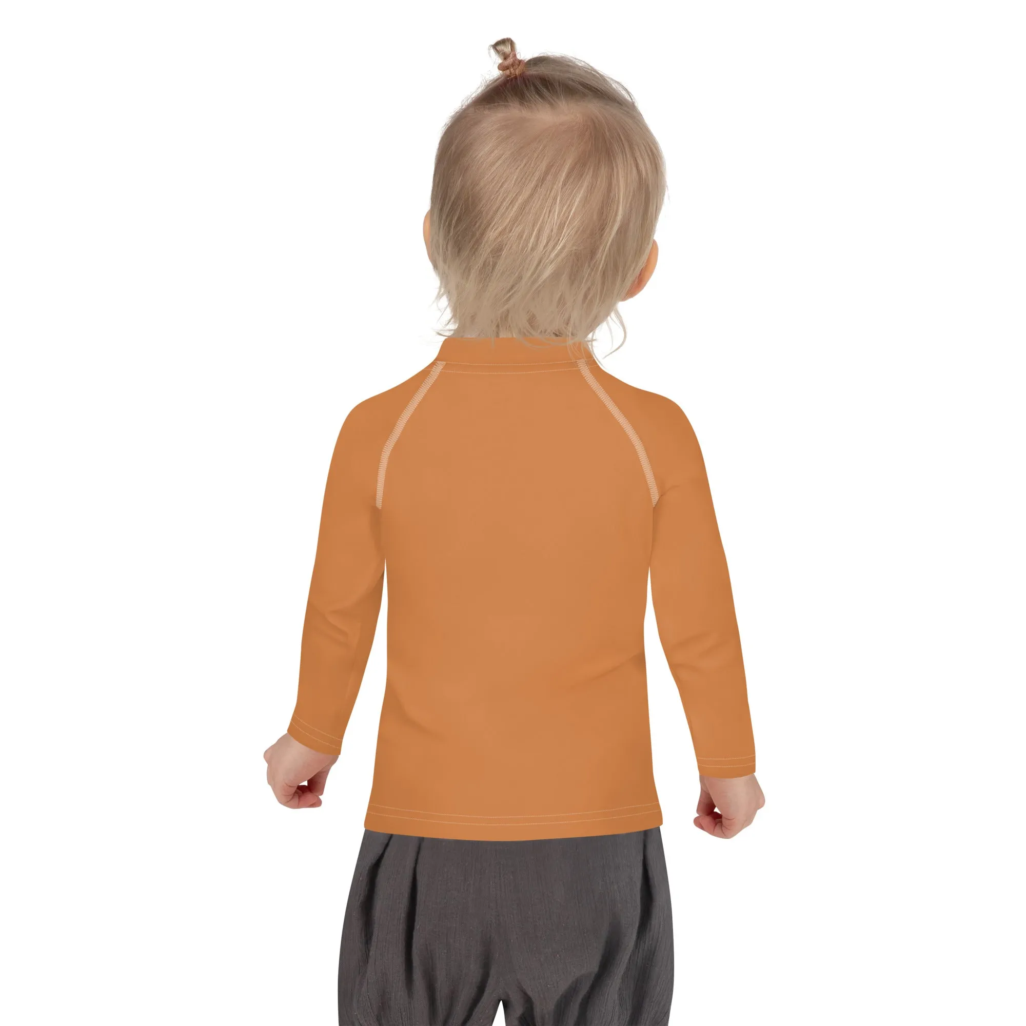 Everyday Elegance: Long Sleeve Rash Guards for Little Girls - Raw Sienna