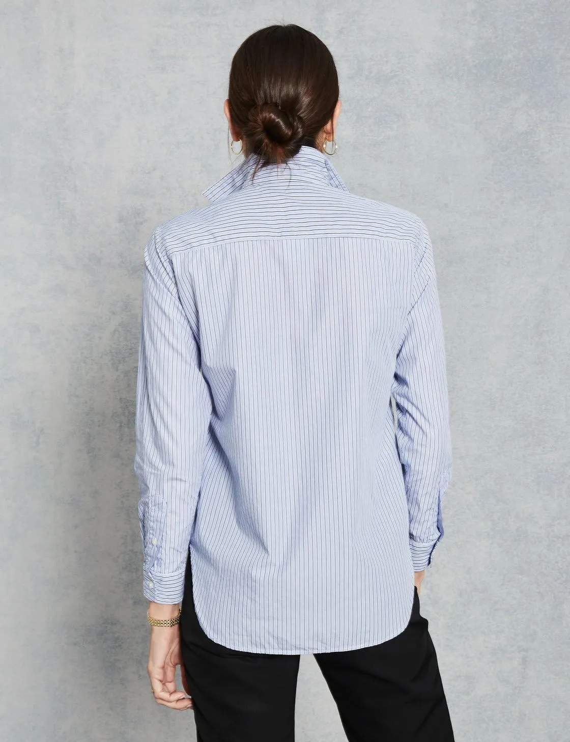 Frank & Eileen - Women Button Down Shirt in Blue/Navy Men's Stripe