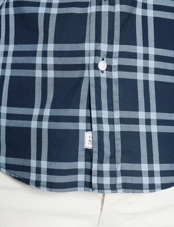 Frank & Eileen - Women L/S Button Down Shirt in Navy & Sky Blue Grid