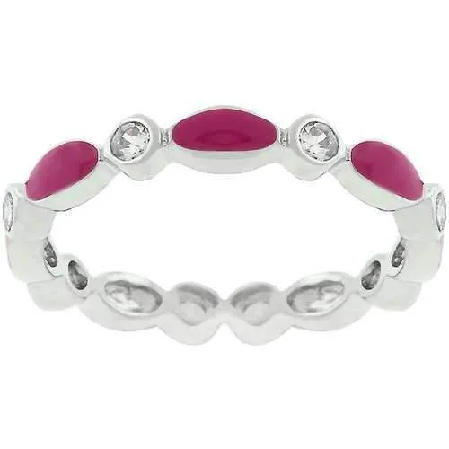 Fuchsia Link Enamel Stacker Ring