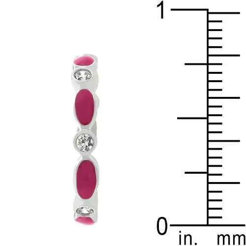 Fuchsia Link Enamel Stacker Ring