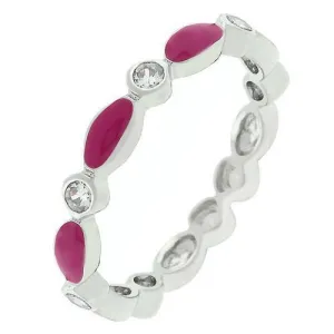 Fuchsia Link Enamel Stacker Ring