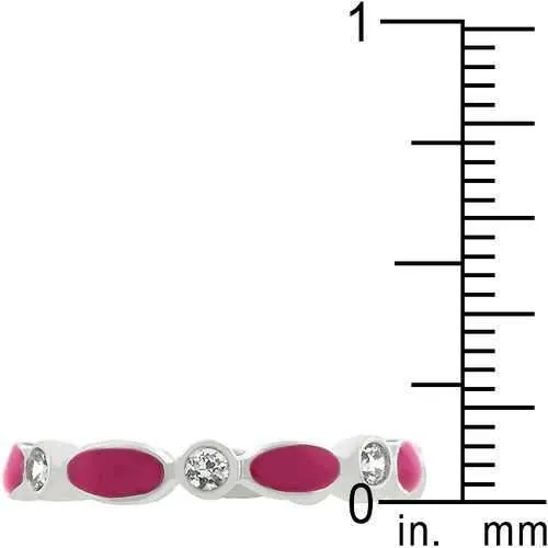 Fuchsia Link Enamel Stacker Ring